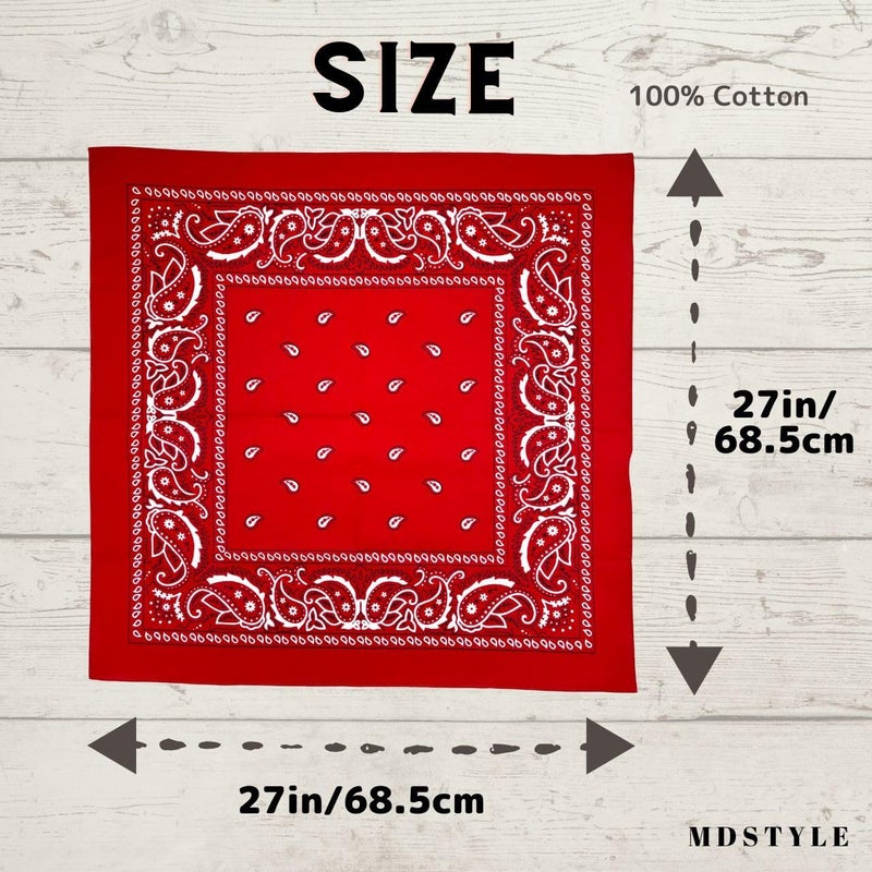 MD Style باندانا كبيرة جداً 27 بوصة × 27 بوصة 100% قطن للرجال والنساء منديل بايسلي رباط رأس وشال باندانات عملاقة - Image 4
